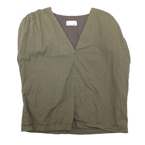 The Form Shirt Womens Medium Green Ruched Cap Sleeve Lagenlook Casual‎ Lined Top